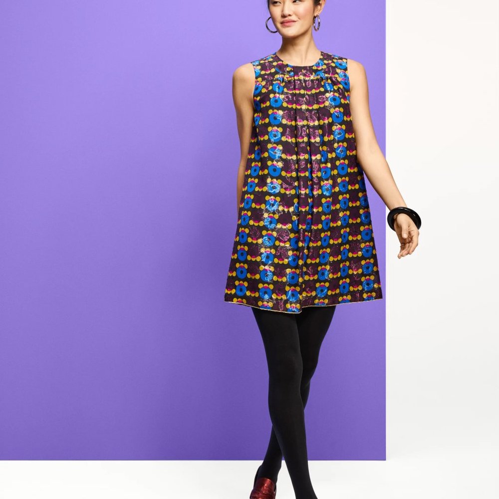 NWOT Anna Sui for Target Multi Color Metallic Shift Dress Size L